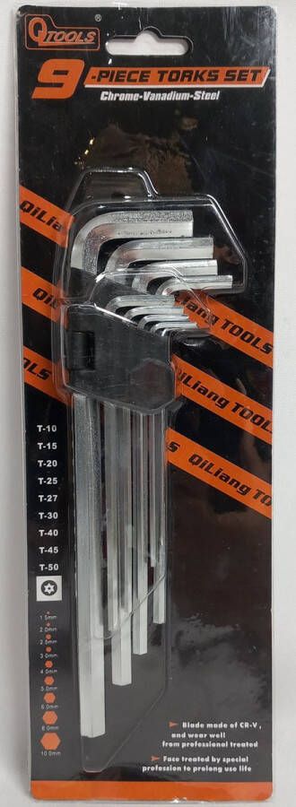 QTools Inbussleutels 9 delige set 1.5 tot 10 mm In houder