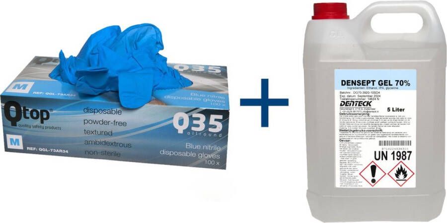 Qtop Nitril Wegwerp Handschoenen Medium Met 5 liter handgel