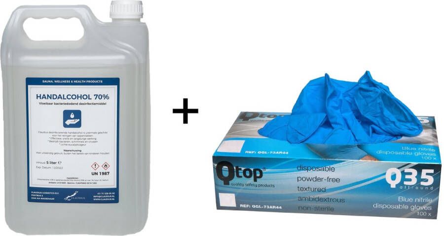 Qtop Nitril Wegwerp Handschoenen Medium Met 5 liter handspray