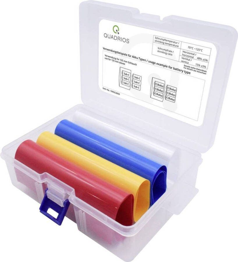 Quadrios 1905CA059 Accukrimpkous zonder lijm Transparant Blauw Geel Rood 77 mm 39 mm Krimpverhouding:2:1 4 onderdele