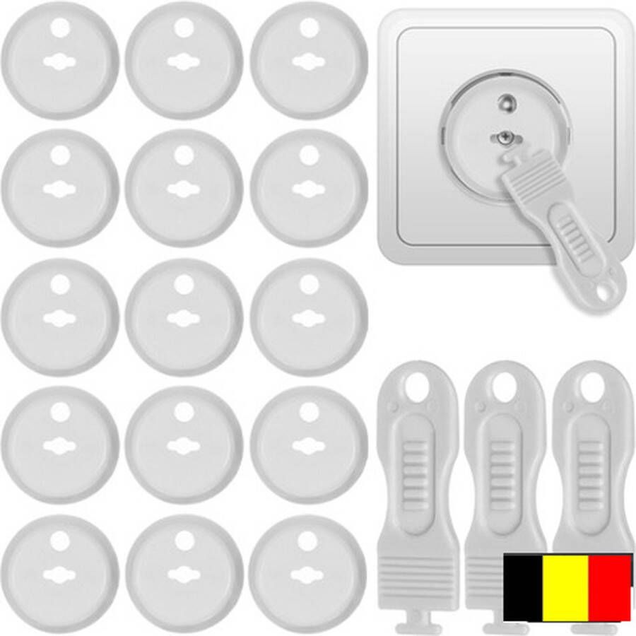 Quali Pro QualiPro Stopcontactbeschermers Wit 15 stuks Stopcontact beveiliging Stopcontactbeveiligers Voor Belgie Penaarde Kinderveiligheid Baby Bescherming Herbruikbaar