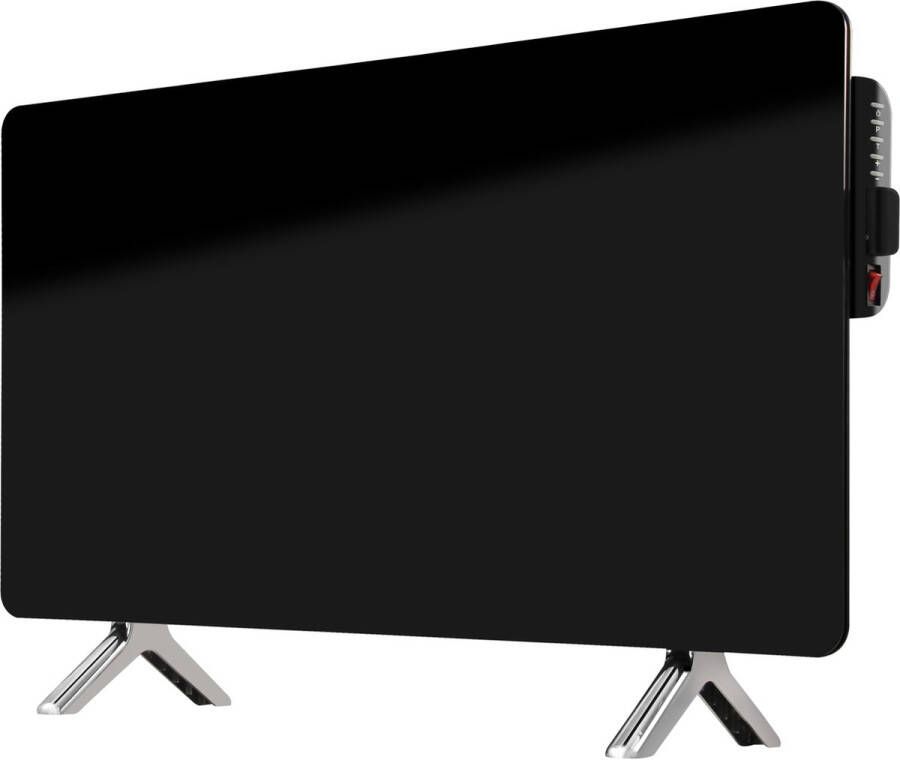 Quality Heating – QH-GD Serie infrarood paneel vrijstaand – Glazen infrarood verwarmingspaneel verplaatsbaar – infrarood verwarming Met ingebouwde wifi thermostaat Met afstandsbediening Zwart 720 Watt 60 x 120 cm