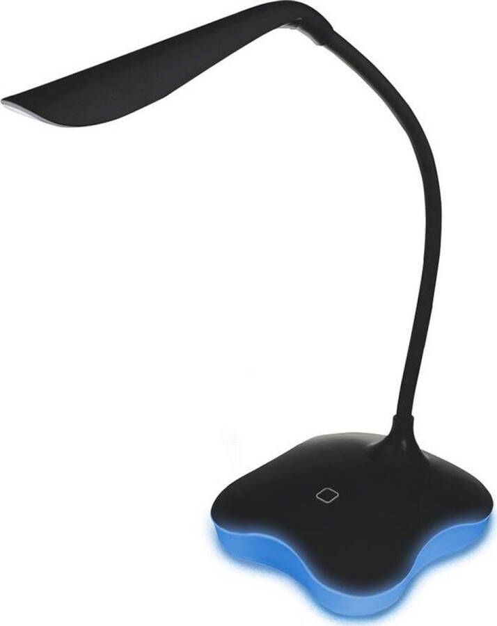 Qualu LED Bureaulamp Estoya Mimo 3W Helder Koud Wit 5500K Touch Schakelaar Dimbaar Flexibele Arm Mat Zwart Kunststof