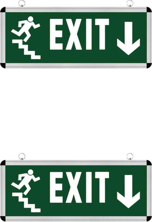 Qualu LED Noodverlichting Exit 2 Pack Rabonta Omlaag Hangend 3W