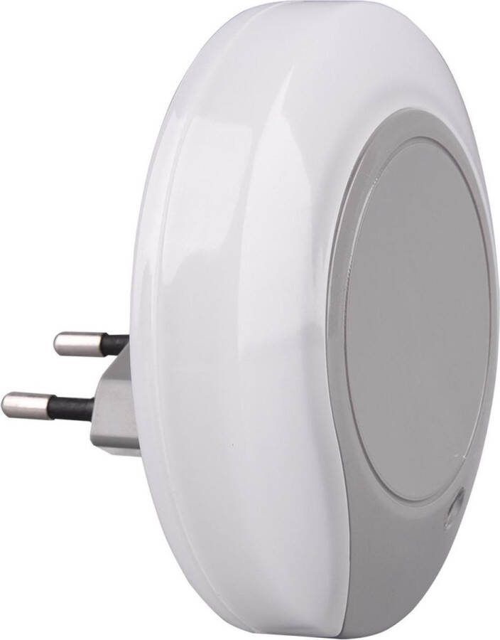 Qualu Stekkerlamp Stekkerspot met Dag en Nacht Sensor Incl. Schakelaar Torna Jiko 0.4W Warm Wit 3000K Rond Mat Grijs Kunststof