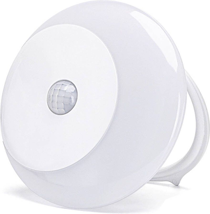 Qualu Stekkerlamp op Batterijen Nachtlamp met Dag en Nacht- en Bewegingssensor Incl. USB-kabel Igia Dypi 0.5W Warm Wit 3000K Rond Mat Wit Kunststof