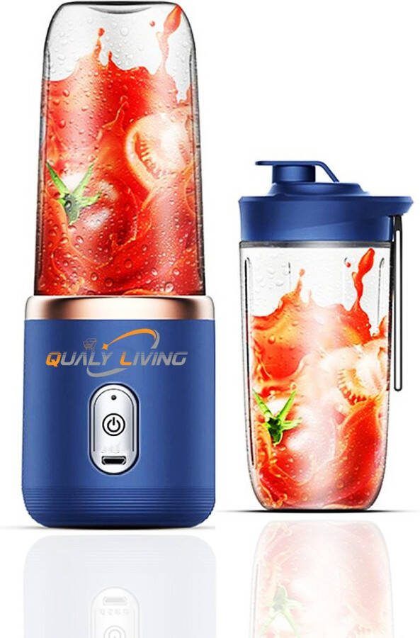 Merkloos Mini Blender Blauw USB Compact 6 Messen Blender To Go 400 ML Smoothie Maker Sporten