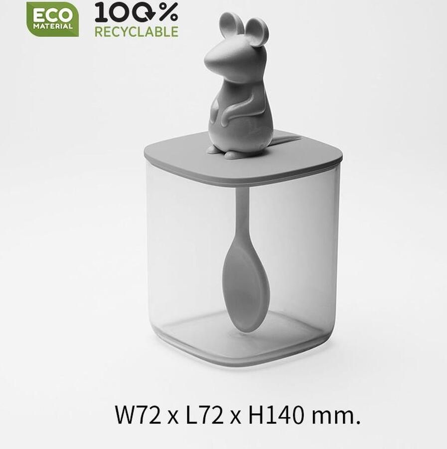 Qualy Voorraadpot Voedselcontainer “Lucky Mouse Seasoning Container and Spoon” W72 x L72 x H140 mm