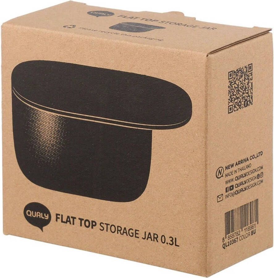 Qualy Voorraadpot Voedselcontainer 0.3L “FLAT TOP Storage Jar” W105 x L107 x H105mm Navy