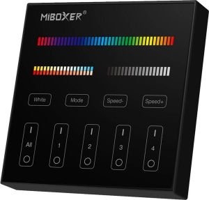 Mi-Light Mi-Boxer (B4) 4-Zone RGB+CCT Paneelafstandsbediening (Batterijen niet inbegrepen) Zwart