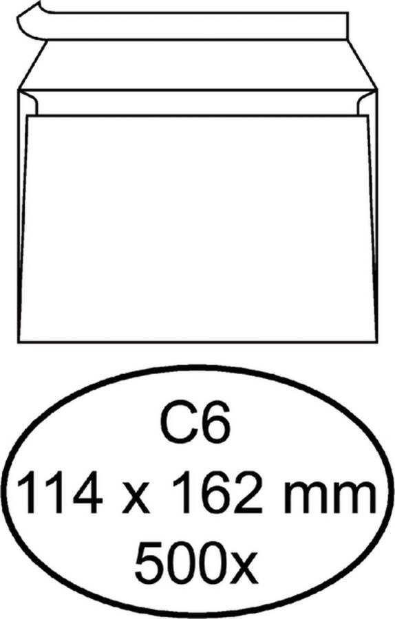 Quantore Envelop bank C6 114x162mm zelfklevend wit 500stuks