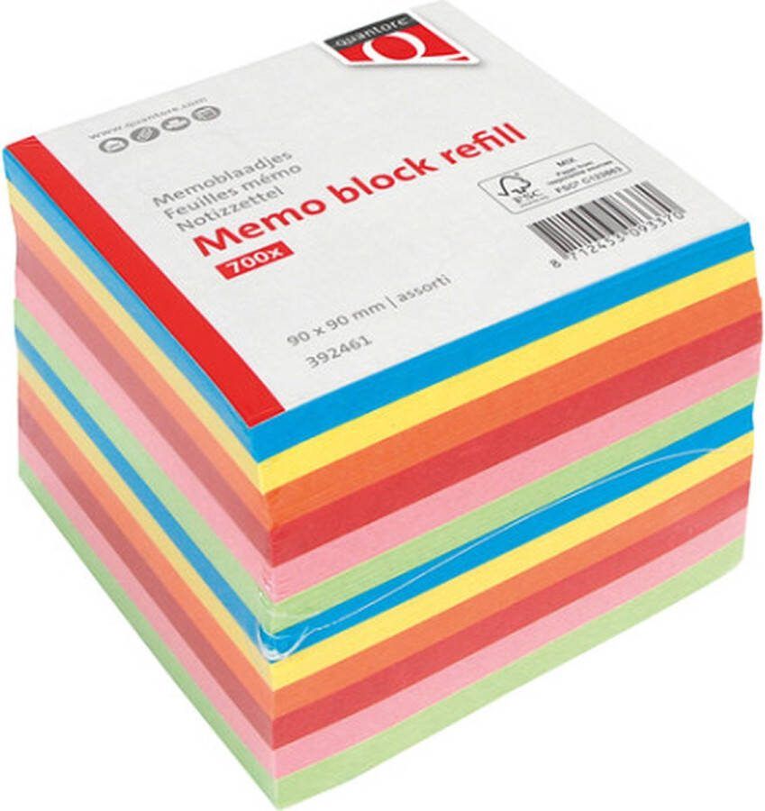Quantore Memoblok 90x90mm 700v losbladig assorti Stuk a 700 vel