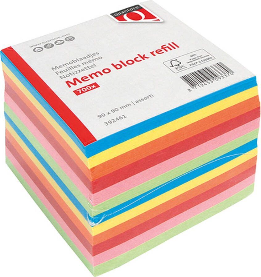 Quantore Memoblok 90x90mm 700vel losbladig assorti Stuk a 700 vel 12 stuks