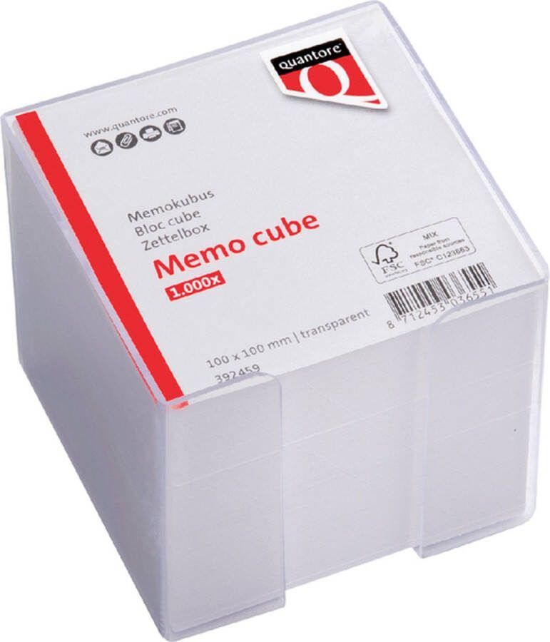 Quantore Memokubus 10x10x9cm transparant met 900vel