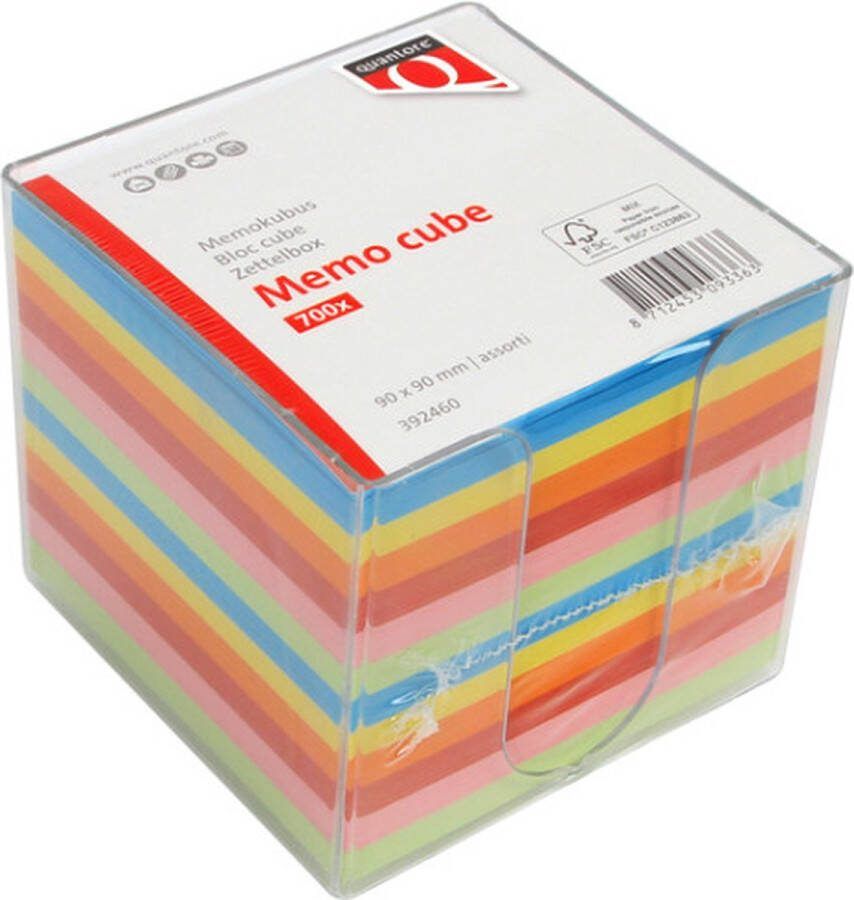 Quantore Memokubus 90x90mm transparant assorti