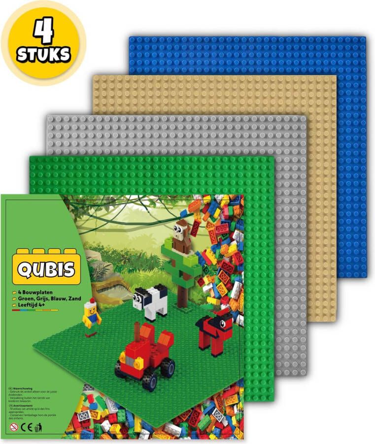 Qubis Complete Set Bouwplaten geschikt voor LEGO 4 Stuks Groen Grijs Blauw Zand Bouw Plaat Bouwplaat Wegen Platen Voor Classic Bouwstenen