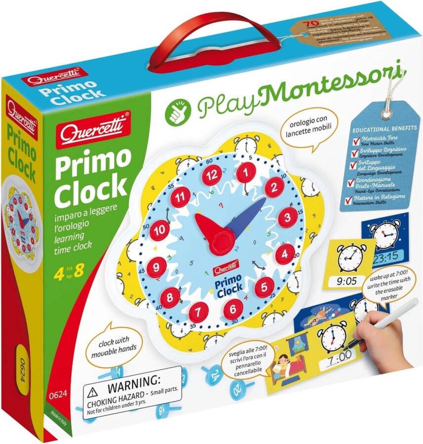 Quercetti leerklok Primo Clock junior karton 51-delig