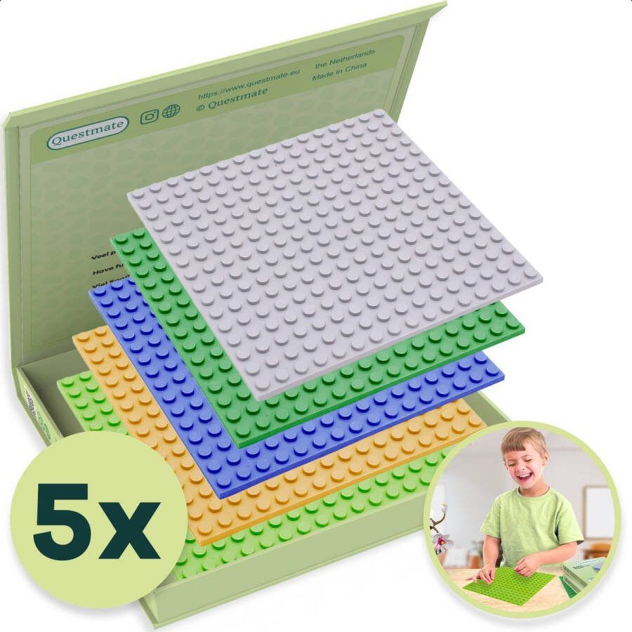 Questmate Bouwplaten Geschikt voor Lego Classic Bouwstenen 5 Stuks Wegen Platen Bouwplaat 25 5 x 25 5 cm Racebaan Grondplaat
