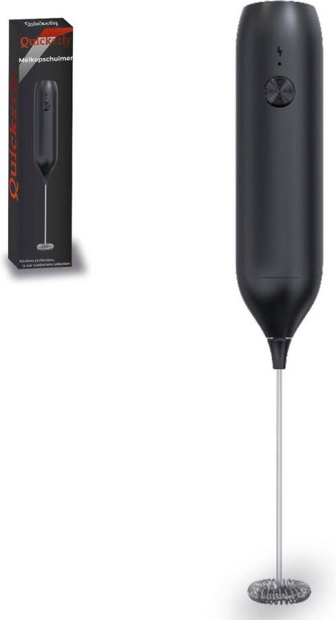 Quickerly Elektrische Melkopschuimer Handmatige Schuimklopper USB-C oplaadbaar Zwart