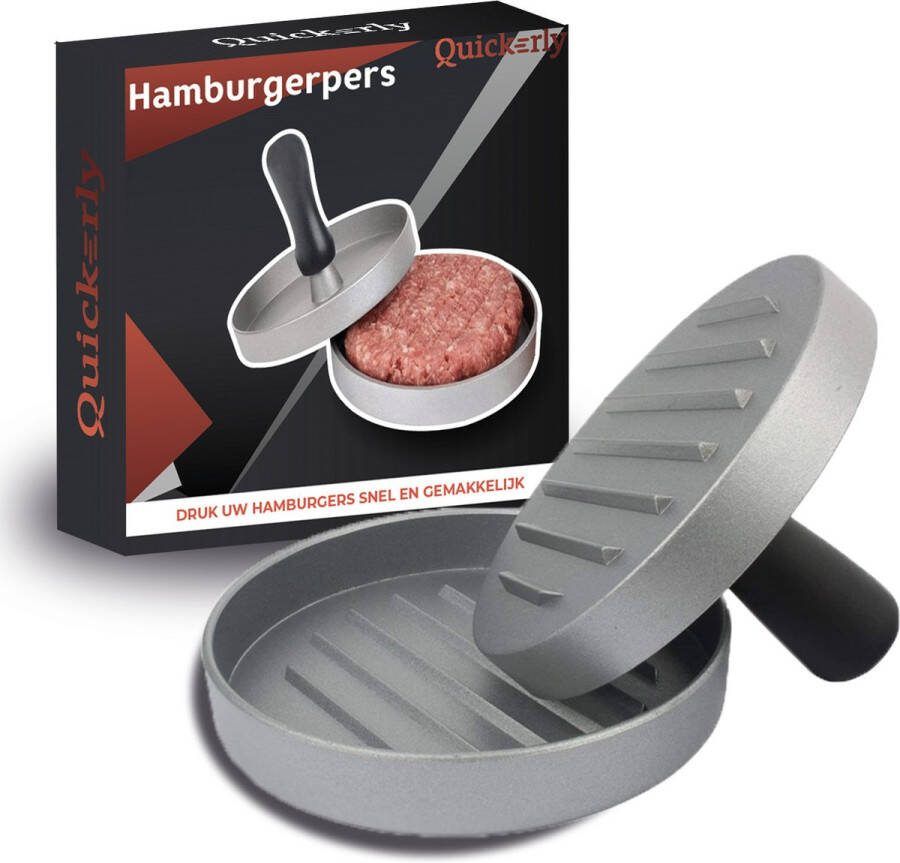 Quickerly Hamburgerpers Hamburger Vormer Burger Pers Hamburger Maker Pers voor hamburgers Barbecue Zilver