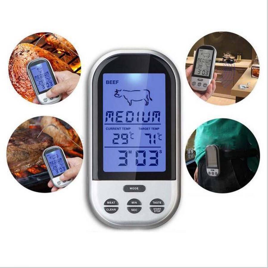 Quickstuff Quality-Online Digitale Remote Vleesthermometer Wireless