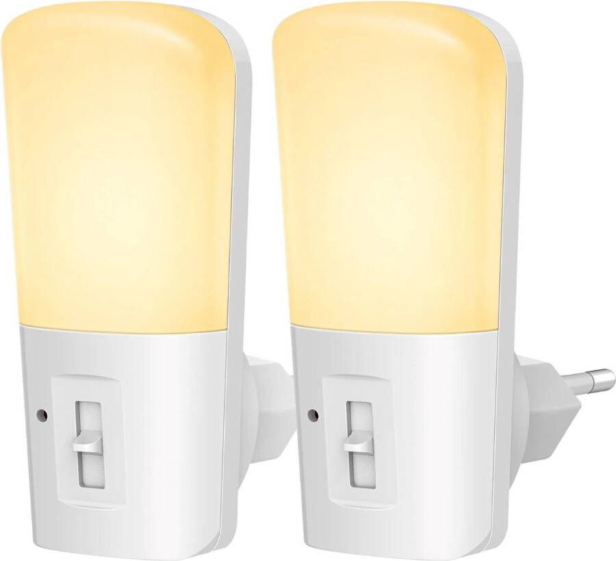 Qumax LED Nachtlampje Stopcontact 2 stuks Dimbare Nachtlampjes met Sensor Nachtlampje Babykamer Nacht Lamp Dag en Nacht Sensor Kinderen & Baby Wit