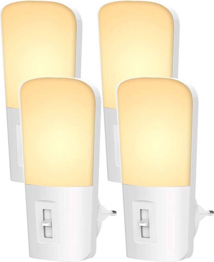 Qumax LED Nachtlampje Stopcontact 4 stuks Dimbare Nachtlampjes met Sensor Nachtlampje Babykamer Nacht Lamp Dag en Nacht Sensor Kinderen & Baby Wit