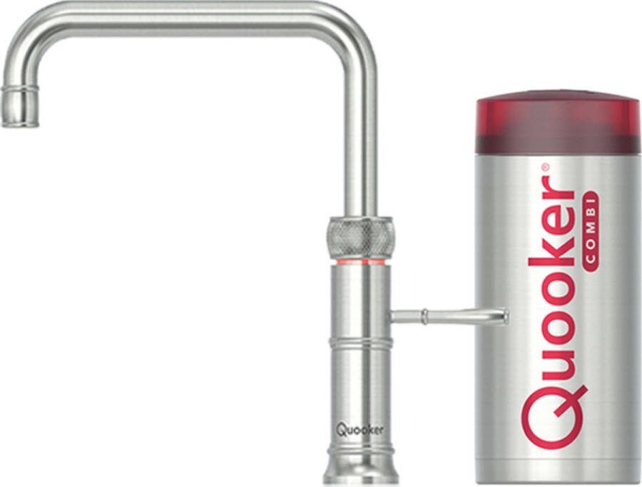 Quooker Classic Fusion square met COMBI boiler 3-in-1 kokend water kraan RVS
