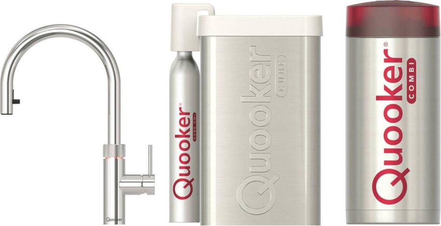 Quooker Flex met COMBI boiler en CUBE reservoir 5-in-1 kokend water kraan Chroom