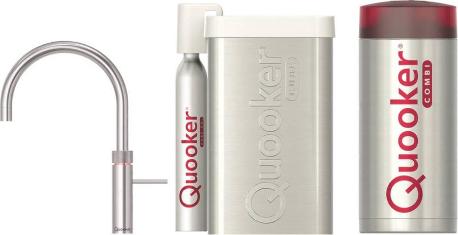 Quooker Fusion round met COMBI boiler en CUBE reservoir 5-in-1 kokend water kraan RVS