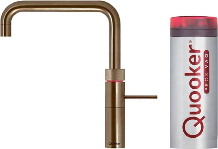 Quooker Fusion Square messing patina met PRO3 boiler 3-in-1 kokend water kraan
