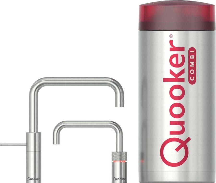 Quooker Nordic square Twintap met COMBI+ boiler 3-in-1 kraan RVS