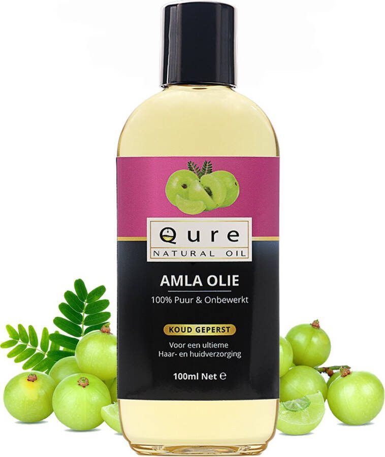 Qure Natural Oil Amla Oil 100ml Biologisch 100% Puur & Onbewerkt Amla Olie voor Haar Gezicht en Lichaam Huidolie Haarolie