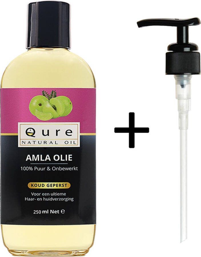Qure Natural Oil Amla Oil 250ml Biologisch 100% Puur & Onbewerkt Amla Olie voor Haar Gezicht en Lichaam Huidolie Haarolie