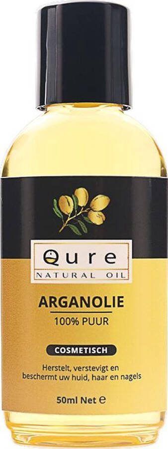 Qure Natural Oil Arganolie 50ml Biologisch 100% Puur & Onbewerkt Argan Olie voor Gezicht Haar en Lichaam Huidolie Haarolie Moroccan Argan Oil