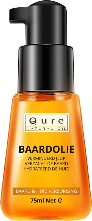 Qure Natural Oil Baardolie 75ml | | Ultieme Baard Verzorgingsolie in een Praktische en Elegante Fles | Baard olie