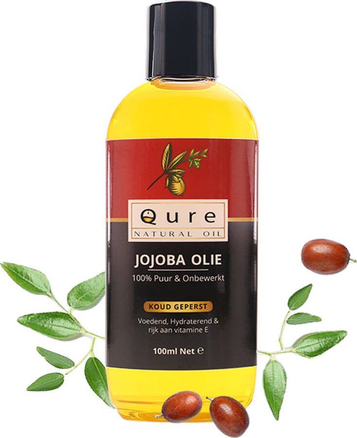 Qure Natural Oil Jojoba Olie 100ml Biologisch 100% Puur & Onbewerkt Jojobaolie voor Gezicht Haar en Lichaam Huidolie Haarolie