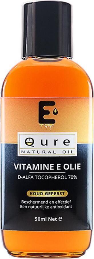 Qure Natural Oil Vitamine E Olie 50ml 100% Pure Vitamine E Serum Natuurlijke Huidverzorging Huidolie Haarolie Rijk aan Antioxidanten