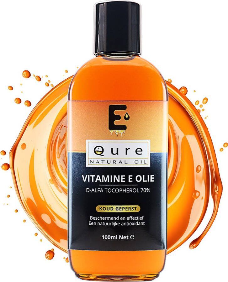 Qure Natural Oil Vitamine E Olie 100ml 100% Pure Vitamine E Serum Natuurlijke Huidverzorging Huidolie Haarolie Rijk aan Antioxidanten