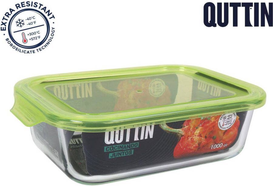 Quttin Vershoudbakjes Meal Prep Bakjes set van 4 23x17.5cm Hoogwaardig borosilicaatglas capaciteit 1500 ml bakje
