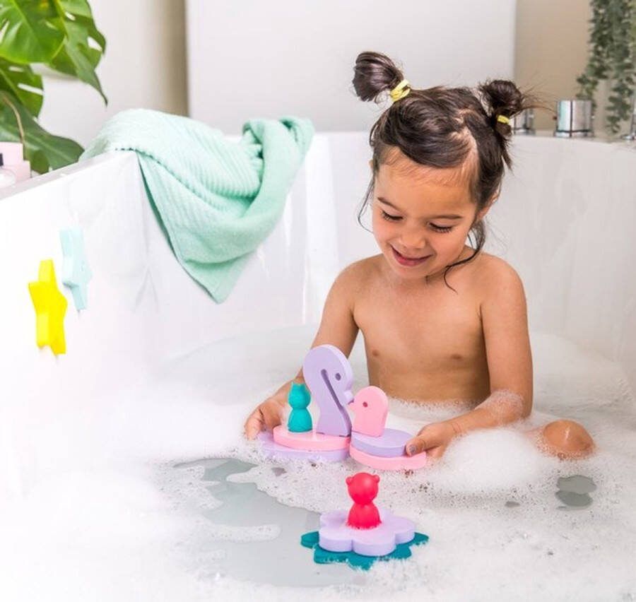 Quut -Badspeelgoed-Puzzle Friends-Fairy Pond-Gratis drie mini bruisballen cadeau-zwanen-eenden-sterren-Puzzelen in bad-Duurzaam-Verjaardag-Meisjes-Kerst-Sinterklaas-Meidencadeau