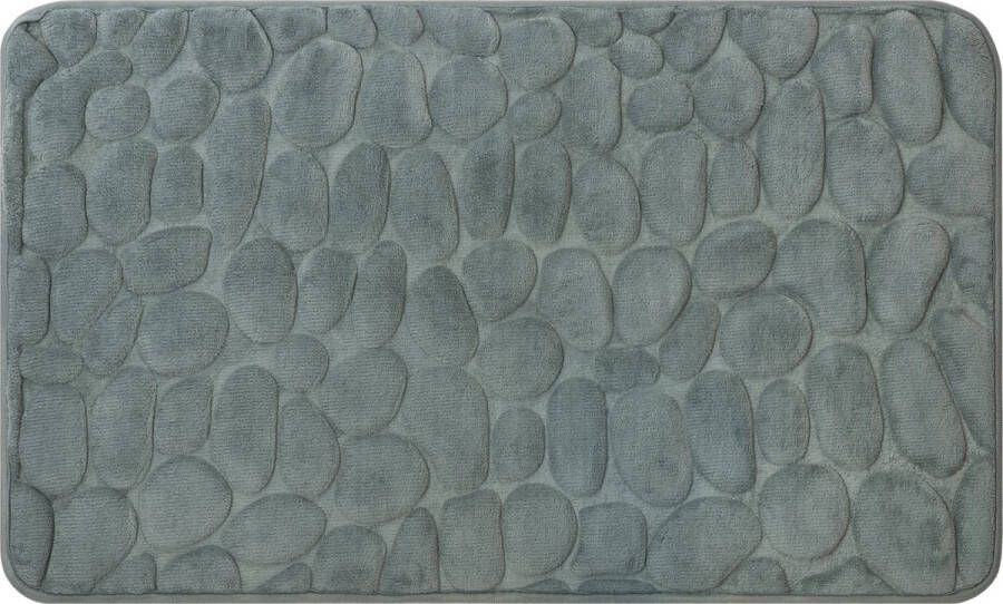QUVIO Badmat met stenen patroon Badkamermat Badmat Antislip mat Badmatjes Badmatten Douchemat Wc Mat Badkleed Rechthoekig 50 x 80 x 1 (lxbxh) Microvezel Grijs