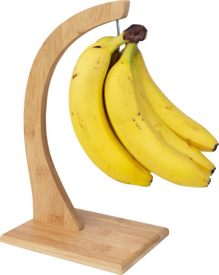 QUVIO Bananenhouder Druivenhouder Fruithouder Fruitmand Fruitschaal Bananenhanger Bananenhaak Hout Bruin
