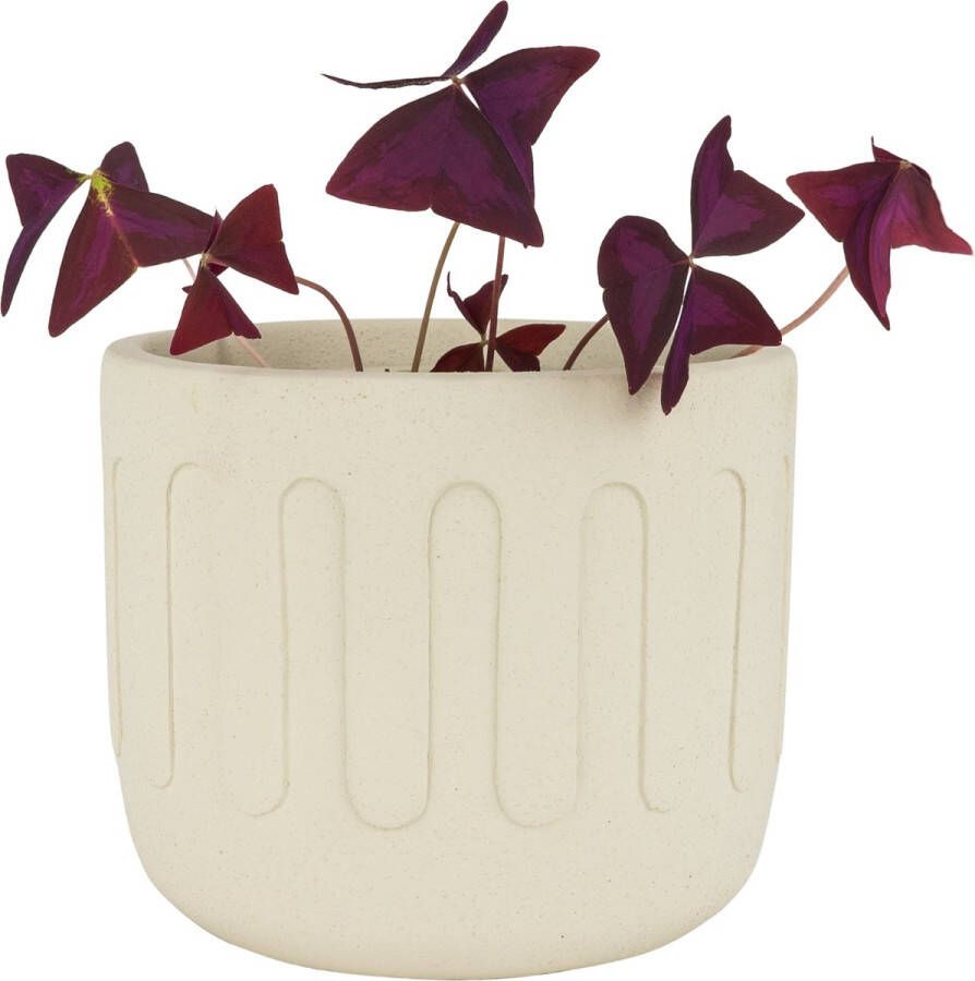 QUVIO Bloempot met druppels Voor binnen en buiten Plantenpot Plantenhouder Plantenbak Tuinieren Balkonbak Plantenaccessoires Beton Rond Diameter 18 cm Beige