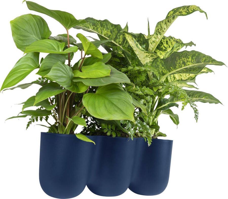 QUVIO Bloempot voor aan de wand Bloempotten voor binnen Bloempotten voor buiten Bloempotten Bloempot buiten Bloempot binnen Bloempotten kunststof Plantenbak Moestuinbak Balkonbak 15 x 43 5 cm Donkerblauw