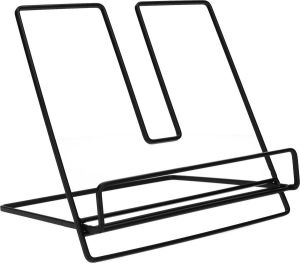 QUVIO Boekensteun Boekenstandaard Boekenhouder Boekenkast Boekenrek Bookstand Metaal Zwart 20 x 20 x 21 cm