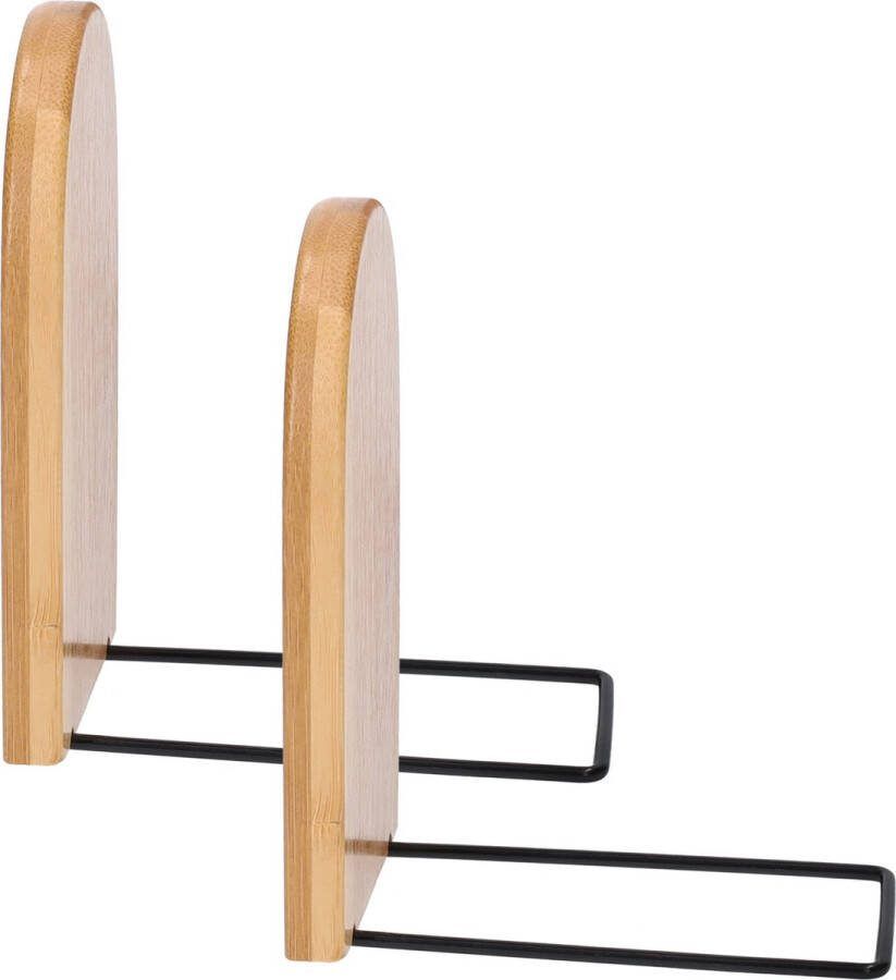 QUVIO Boekensteunen Boekenstandaard Boekenhouder Boekenopberger Tijdschrijften standaard 2 stuks 1 paar Metaal Bruin en zwart