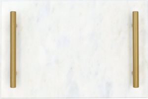 QUVIO Dienblad met gouden handvaten Decoratieve dienbladen Schalen en presenteerbladen Dienbladen rechthoek Drank & baraccessoires 20 x 30 cm Marmer