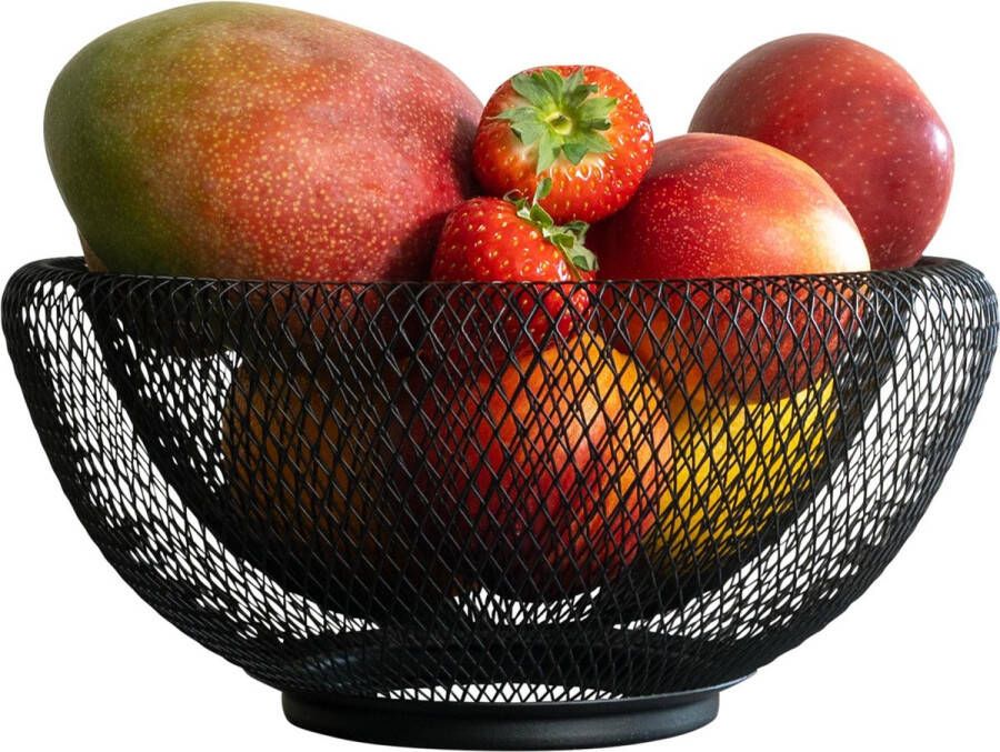 QUVIO Fruitschaal Fruitmand Fruitschaal zwart Fruitmand zwart metaal Dubbelwandig Diameter 24 5 cm