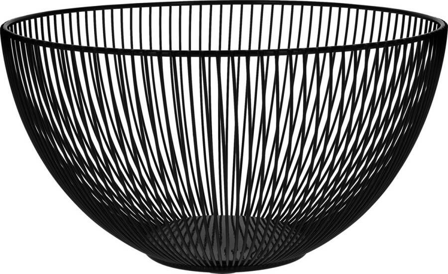 QUVIO Fruitschaal rond van metaal Draad fruitmand Diameter 25 cm Zwart
